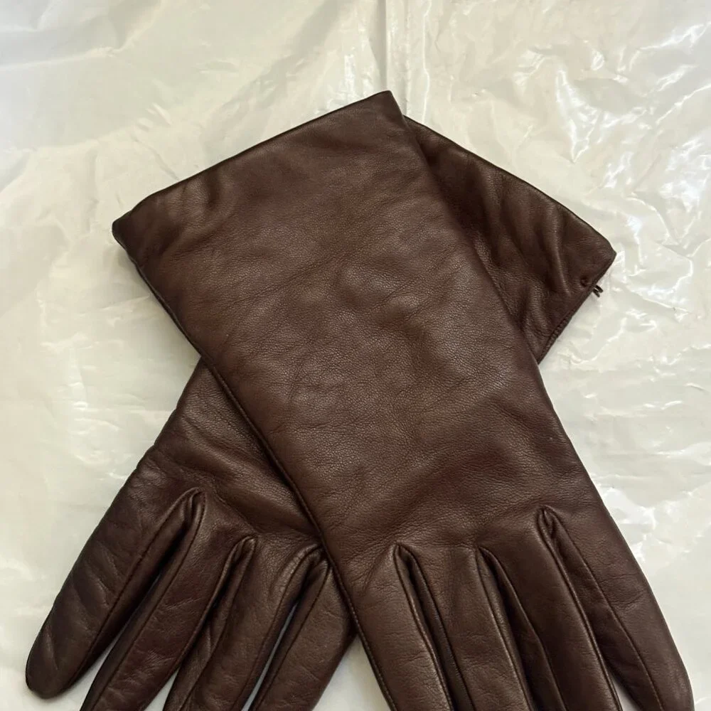 Brooks Brothers Sz 8 Luxury Genuine Sheepskin Leather Gloves Wool Lined $168